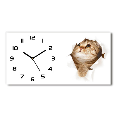 Horizontal wall clock Cat