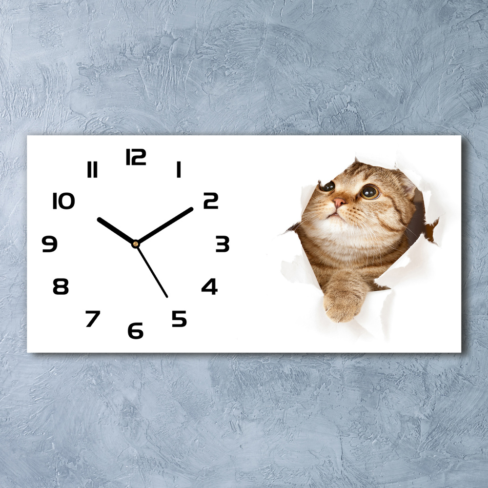 Horizontal wall clock Cat