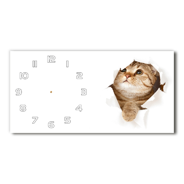 Horizontal wall clock Cat