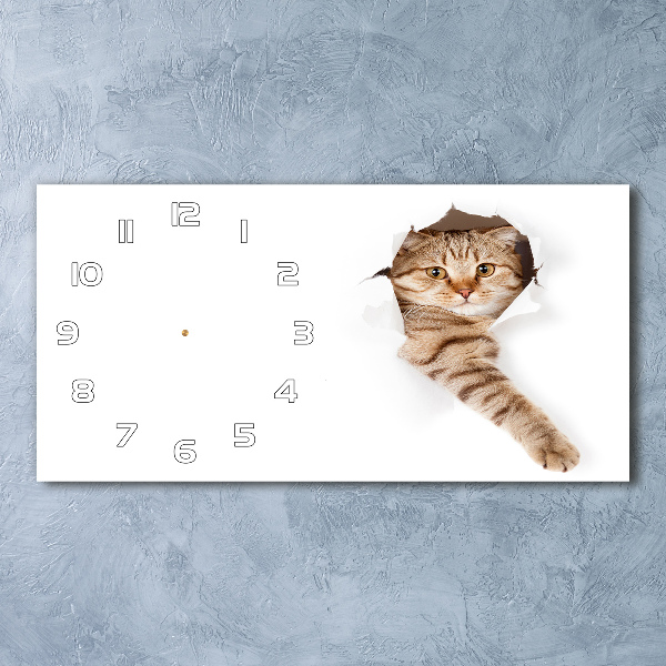 Horizontal rectangular wall clock Cat