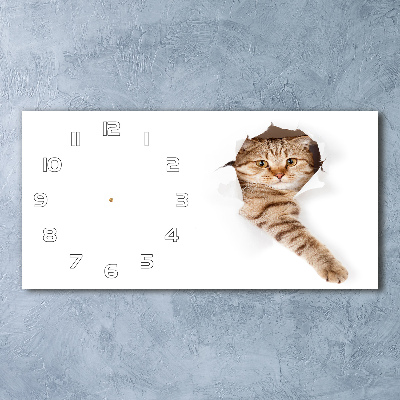 Horizontal rectangular wall clock Cat