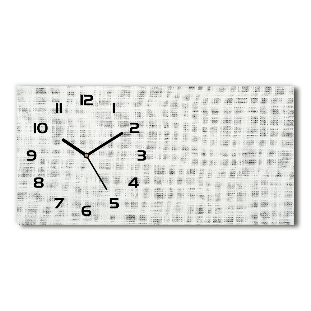 Horizontal rectangular wall clock Linen white canvas