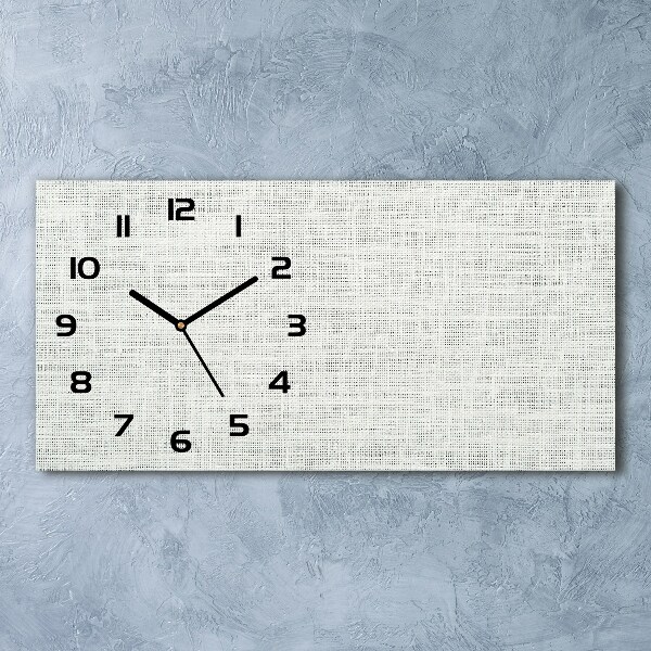 Horizontal rectangular wall clock Linen white canvas