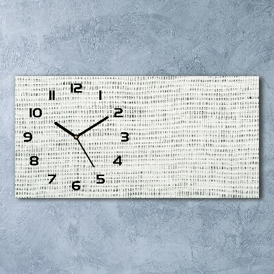 Horizontal rectangular wall clock Linen white canvas