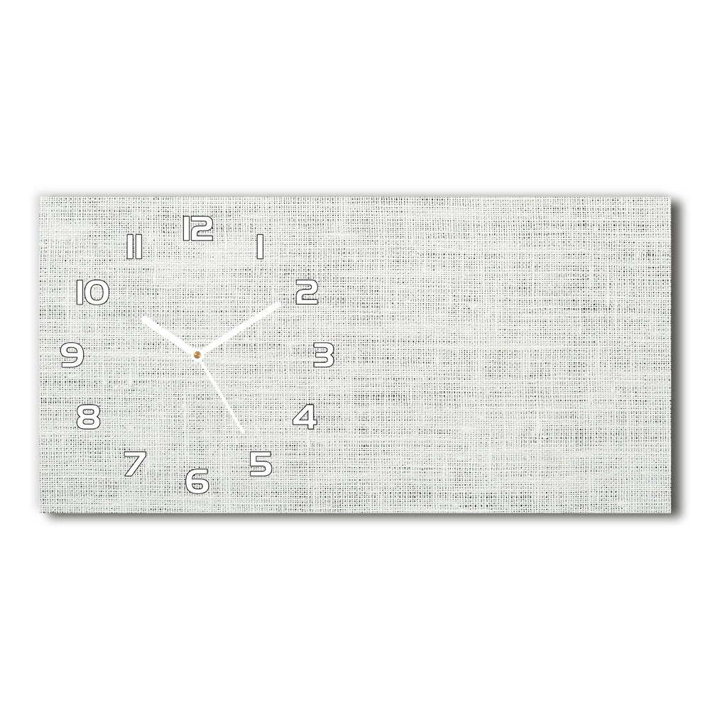 Horizontal rectangular wall clock Linen white canvas