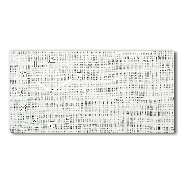 Horizontal rectangular wall clock Linen white canvas