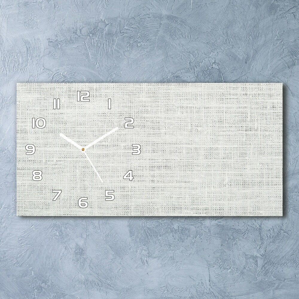 Horizontal rectangular wall clock Linen white canvas