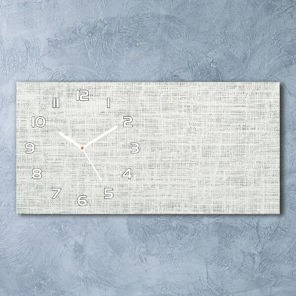 Horizontal rectangular wall clock Linen white canvas