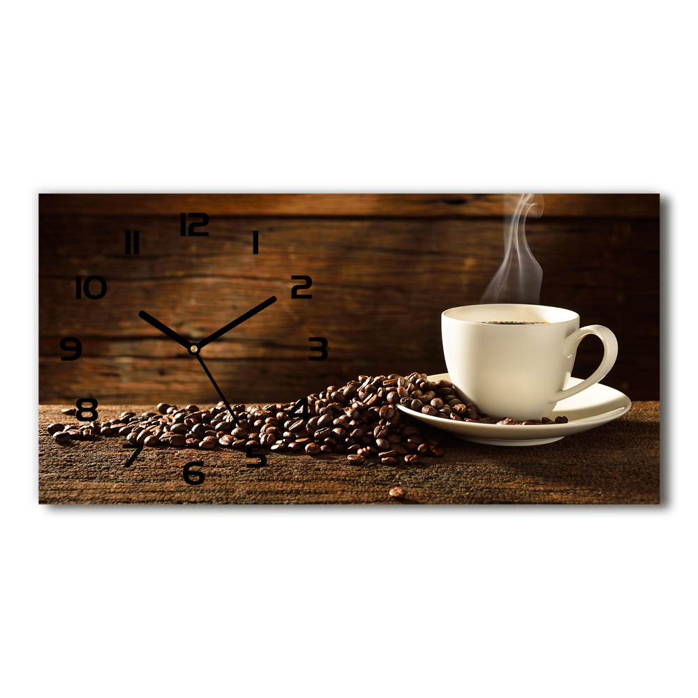 Horizontal rectangular wall clock Cup of coffee