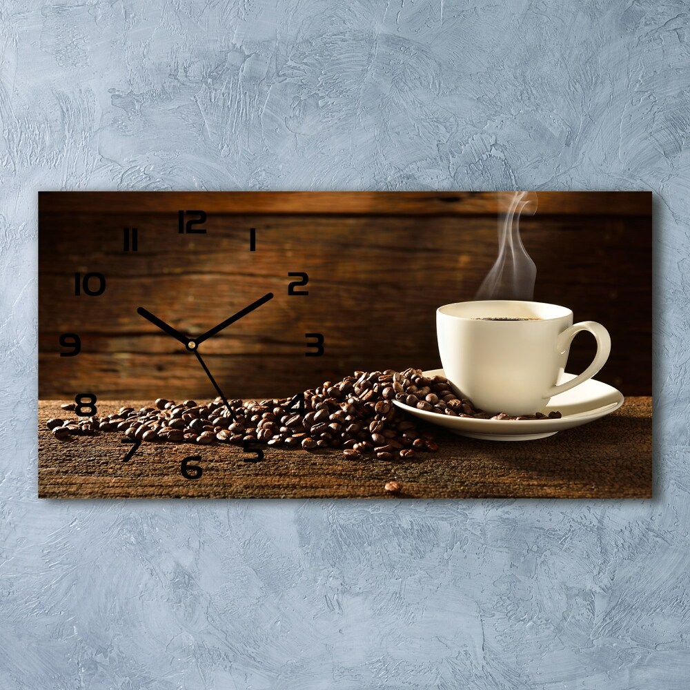 Horizontal rectangular wall clock Cup of coffee