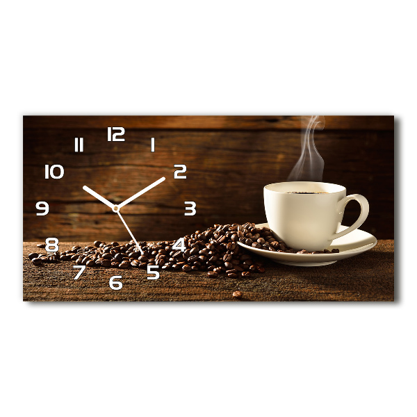 Horizontal rectangular wall clock Cup of coffee