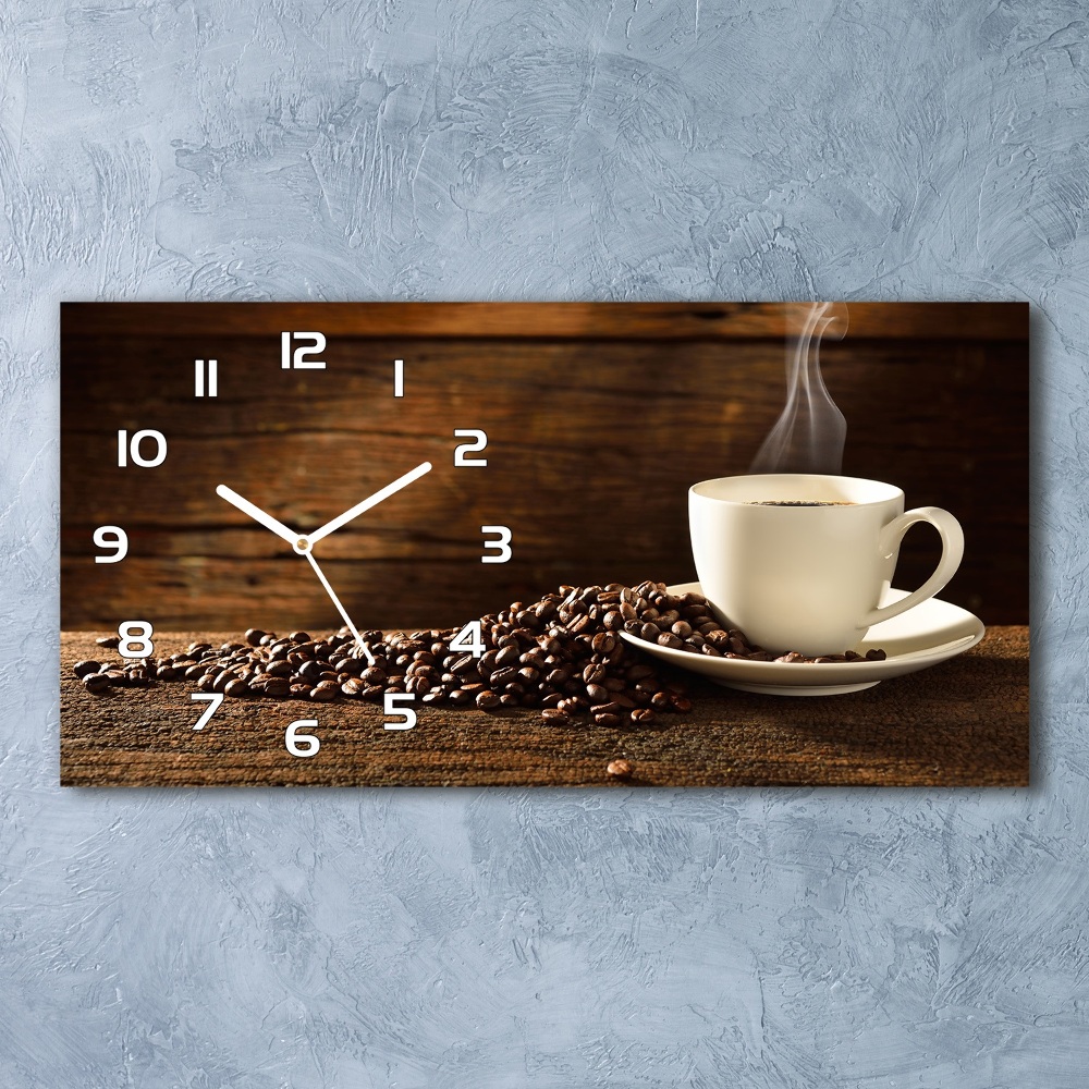 Horizontal rectangular wall clock Cup of coffee