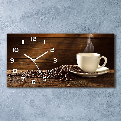 Horizontal rectangular wall clock Cup of coffee