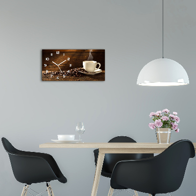 Horizontal rectangular wall clock Cup of coffee