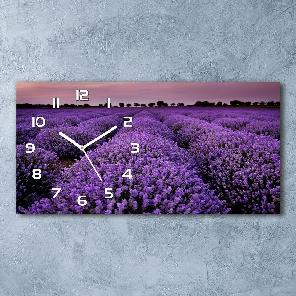 Horizontal wall clock Lavender field