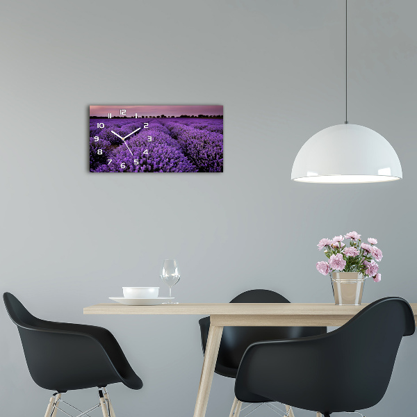 Horizontal wall clock Lavender field