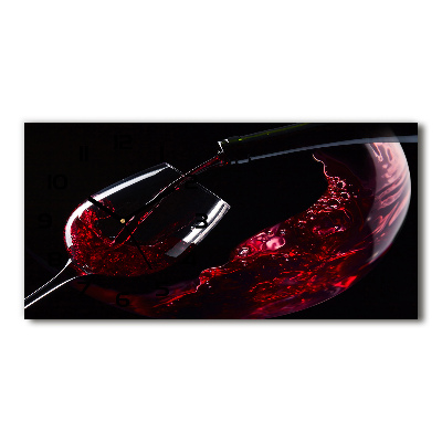 Horizontal wall clock Red wine