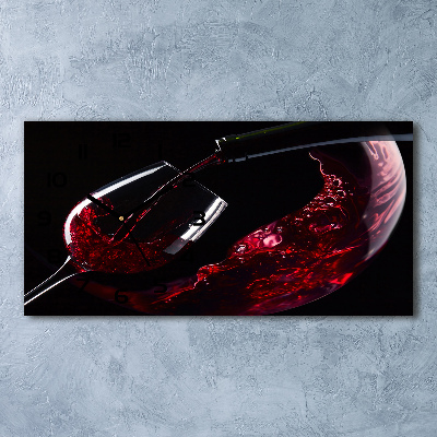 Horizontal wall clock Red wine