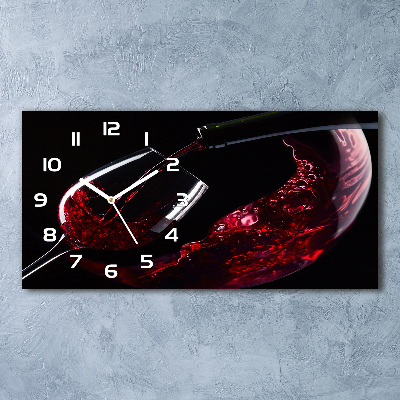 Horizontal wall clock Red wine