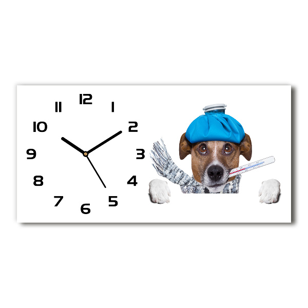 Horizontal rectangular wall clock Sick dog