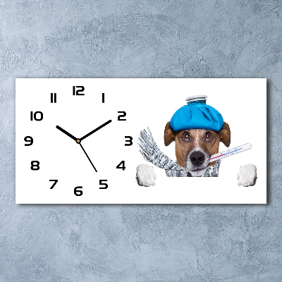 Horizontal rectangular wall clock Sick dog