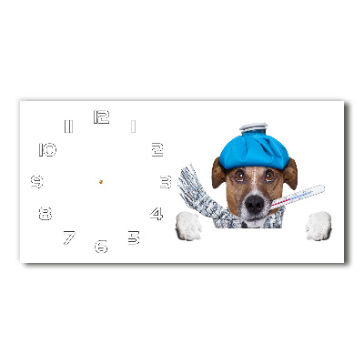 Horizontal rectangular wall clock Sick dog