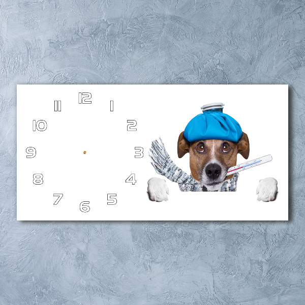 Horizontal rectangular wall clock Sick dog