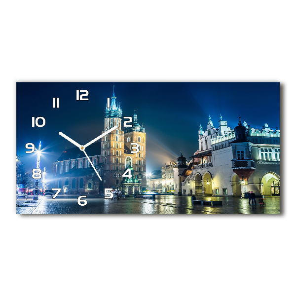 Horizontal wall clock Krakow at night