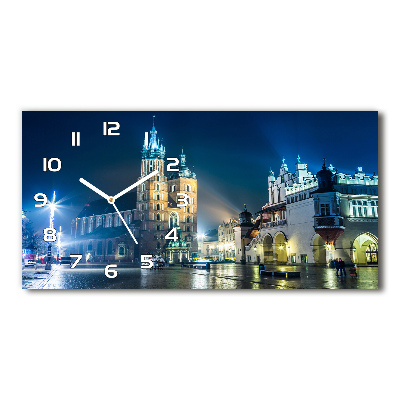 Horizontal wall clock Krakow at night