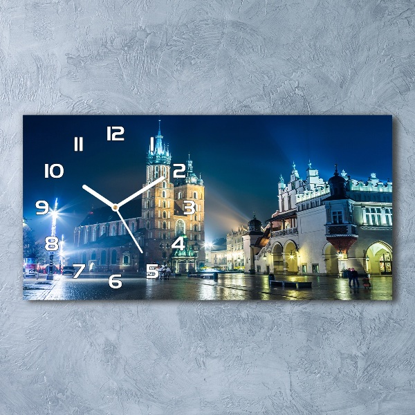 Horizontal wall clock Krakow at night