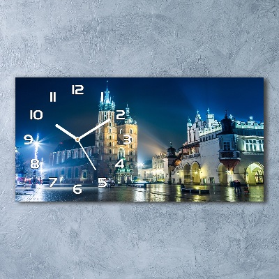 Horizontal wall clock Krakow at night