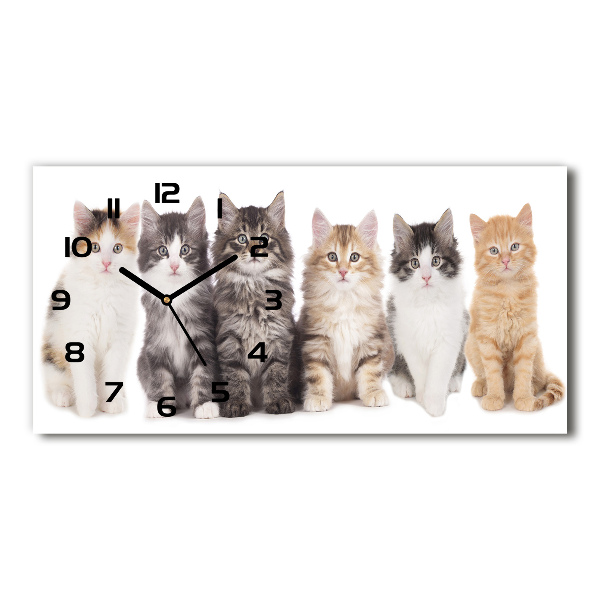 Horizontal wall clock Six cats