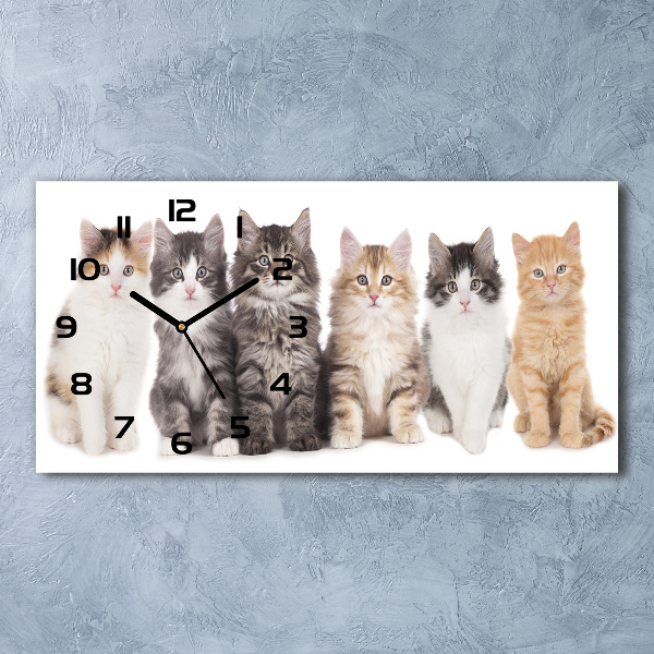 Horizontal wall clock Six cats