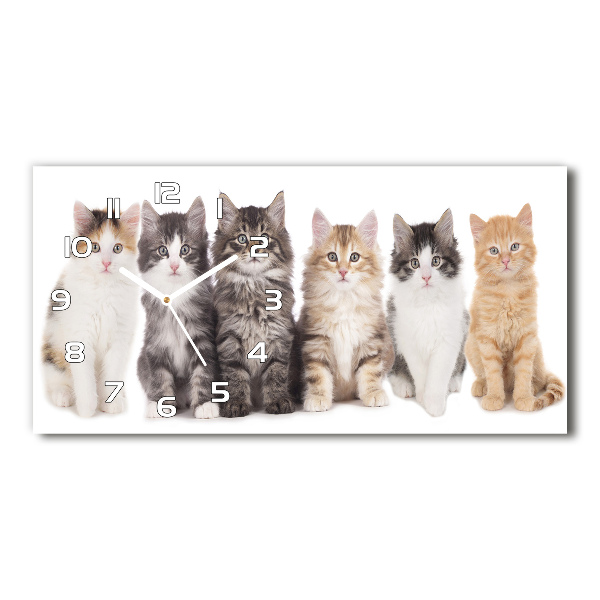 Horizontal wall clock Six cats