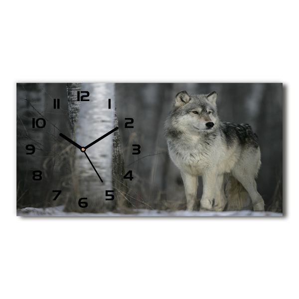 Horizontal wall clock Gray wolf