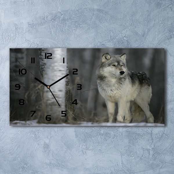 Horizontal wall clock Gray wolf