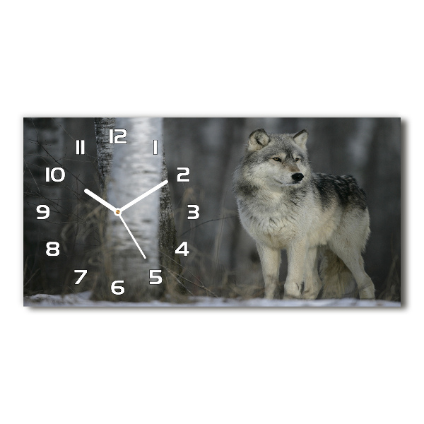 Horizontal wall clock Gray wolf