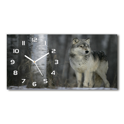 Horizontal wall clock Gray wolf