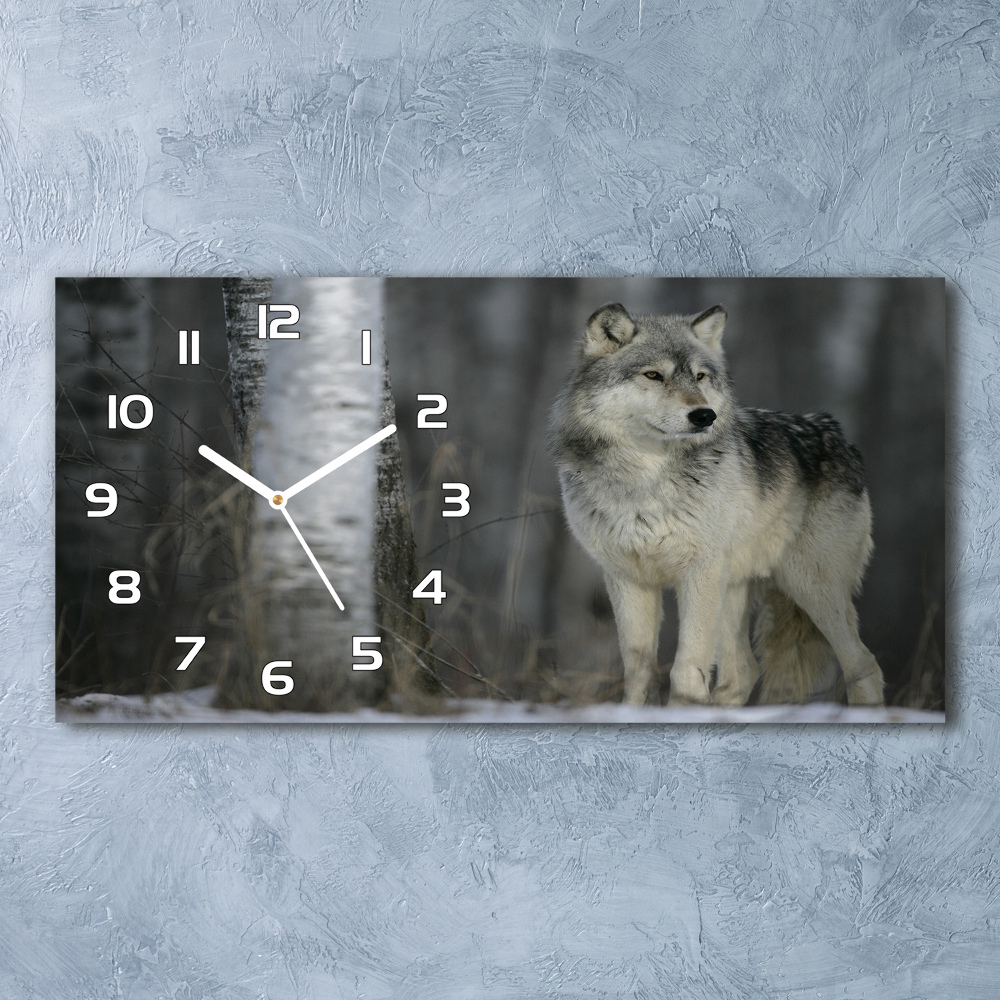 Horizontal wall clock Gray wolf