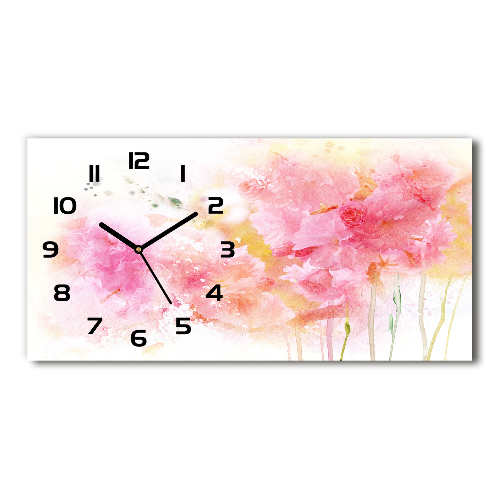 Horizontal rectangular wall clock Flowers