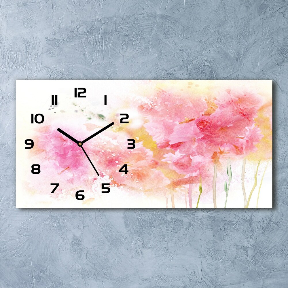 Horizontal rectangular wall clock Flowers