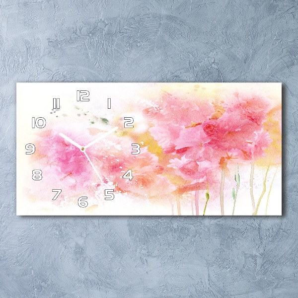 Horizontal rectangular wall clock Flowers