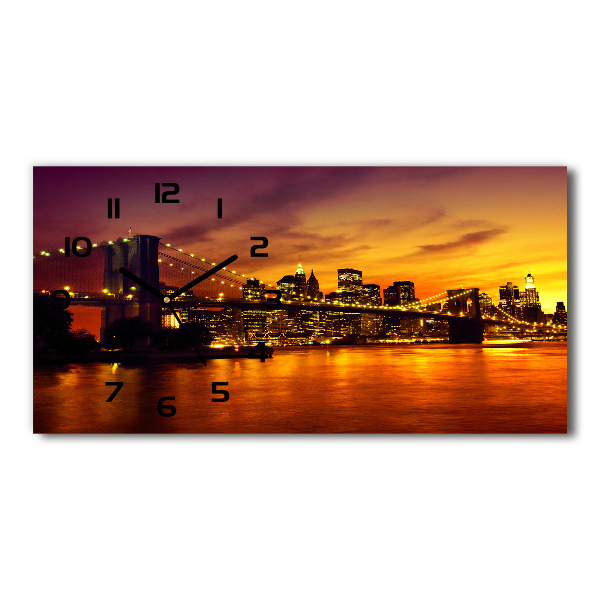 Horizontal rectangular wall clock Brooklyn bridge