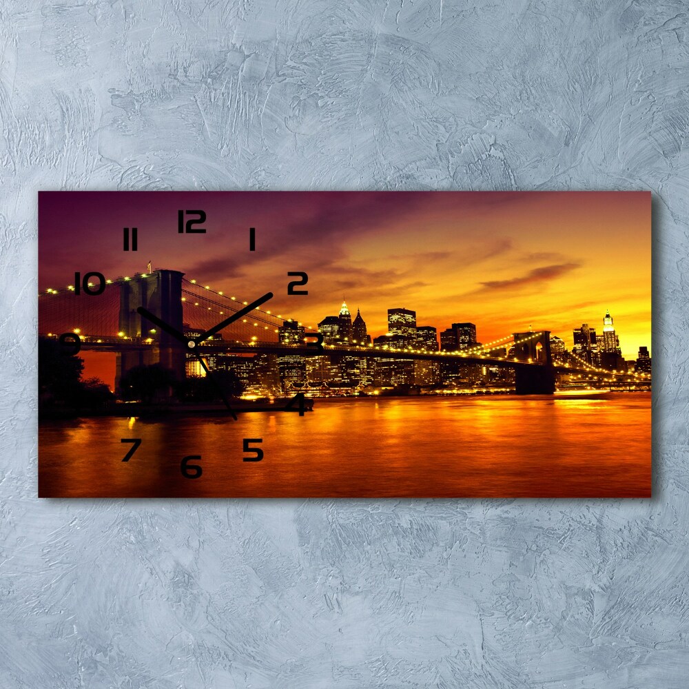 Horizontal rectangular wall clock Brooklyn bridge