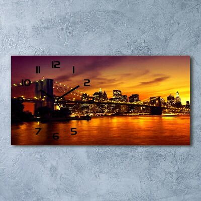 Horizontal rectangular wall clock Brooklyn bridge