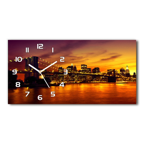 Horizontal rectangular wall clock Brooklyn bridge