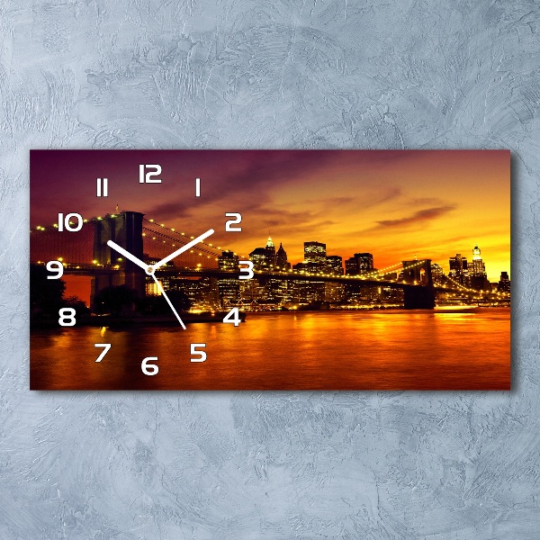 Horizontal rectangular wall clock Brooklyn bridge