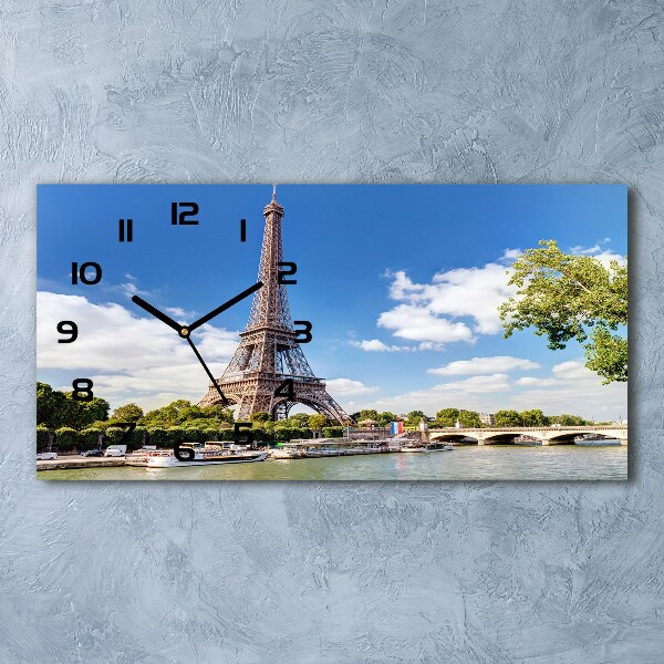 Horizontal rectangular wall clock Eiffel Paris tower