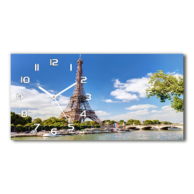 Horizontal rectangular wall clock Eiffel Paris tower