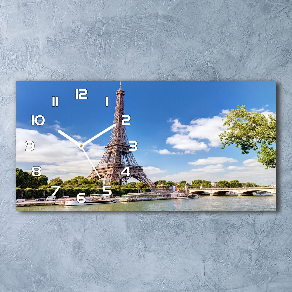 Horizontal rectangular wall clock Eiffel Paris tower